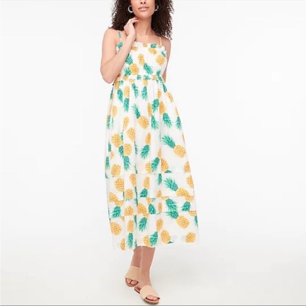 J.crew Pineapple squareneck ruffle dress